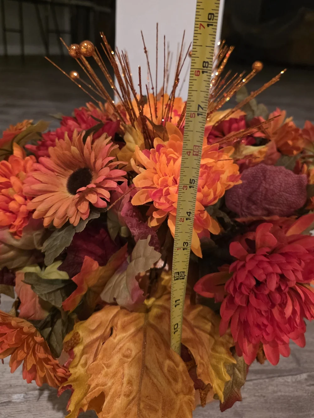Source Unknown Orange and Gold Autumn Pumpkin Floral Arrangement